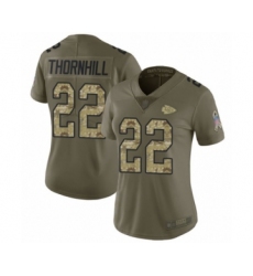 Women's Kansas City Chiefs #22 Juan Thornhill Limited Olive Camo 2017 Salute to Service Football Jersey
