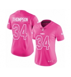 Women's Kansas City Chiefs #34 Darwin Thompson Limited Pink Rush Fashion Football Jersey