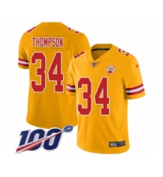 Youth Kansas City Chiefs #34 Darwin Thompson Limited Gold Inverted Legend 100th Season Football Jersey