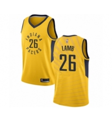 Men's Indiana Pacers #26 Jeremy Lamb Authentic Gold Basketball Jersey Statement Edition