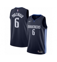 Youth Dallas Mavericks #6 Kristaps Porzingis Swingman Navy Finished Basketball Jersey - Statement Edition