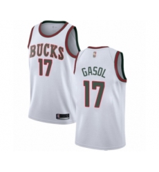 Youth Milwaukee Bucks #17 Pau Gasol Swingman White Fashion Hardwood Classics Basketball Jersey