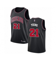 Men's Chicago Bulls #21 Thaddeus Young Authentic Black Basketball Jersey Statement Edition