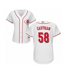 Women's Cincinnati Reds #58 Luis Castillo Authentic White Home Cool Base Baseball Jersey