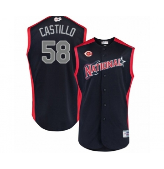 Youth Cincinnati Reds #58 Luis Castillo Authentic Navy Blue National League 2019 Baseball All-Star Jersey