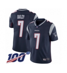 Youth New England Patriots #7 Jake Bailey Navy Blue Team Color Vapor Untouchable Limited Player 100th Season Football Jersey