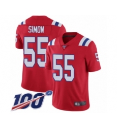 Youth New England Patriots #55 John Simon Red Alternate Vapor Untouchable Limited Player 100th Season Football Jersey