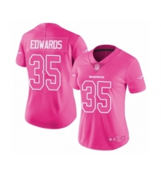 Women's Baltimore Ravens #35 Gus Edwards Limited Pink Rush Fashion Football Jersey