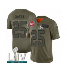 Men's Kansas City Chiefs #25 LeSean McCoy Limited Olive 2019 Salute to Service Super Bowl LIV Bound Football Jersey