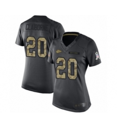 Women's Kansas City Chiefs #20 Morris Claiborne Limited Black 2016 Salute to Service Football Jersey