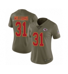 Women's Kansas City Chiefs #31 Darrel Williams Limited Olive 2017 Salute to Service Football Jersey