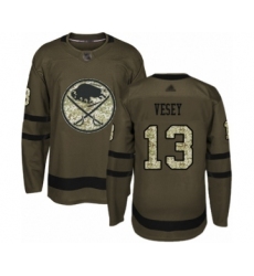 Men's Buffalo Sabres #13 Jimmy Vesey Authentic Green Salute to Service Hockey Jersey