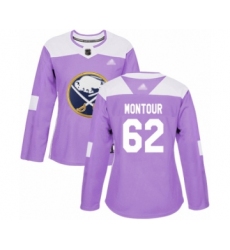 Women's Buffalo Sabres #62 Brandon Montour Authentic Purple Fights Cancer Practice Hockey Jersey