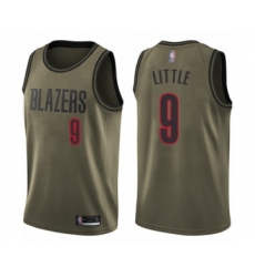 Men's Portland Trail Blazers #9 Nassir Little Swingman Green Salute to Service Basketball Jersey