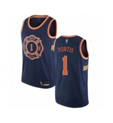 Men's New York Knicks #1 Bobby Portis Authentic Navy Blue Basketball Jersey - City Edition