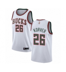 Women's Milwaukee Bucks #26 Kyle Korver Authentic White Fashion Hardwood Classics Basketball Jersey