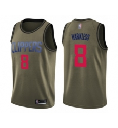 Youth Los Angeles Clippers #8 Moe Harkless Swingman Green Salute to Service Basketball Jersey
