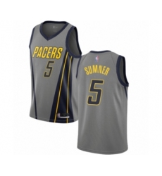 Men's Indiana Pacers #5 Edmond Sumner Authentic Gray Basketball Jersey - City Edition