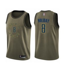 Youth Indiana Pacers #8 Justin Holiday Swingman Green Salute to Service Basketball Jersey