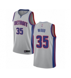 Men's Detroit Pistons #35 Christian Wood Authentic Silver Basketball Jersey Statement Edition