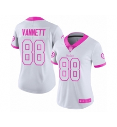 Women's Pittsburgh Steelers #88 Nick Vannett Limited White Pink Rush Fashion Football Jersey