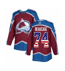 Youth Colorado Avalanche #74 Alex Beaucage Authentic Burgundy Red USA Flag Fashion Hockey Jersey