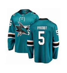 Men's San Jose Sharks #5 Dalton Prout Fanatics Branded Teal Green Home Breakaway Hockey Jersey