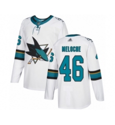 Men's San Jose Sharks #46 Nicolas Meloche Authentic White Away Hockey Jersey
