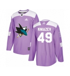 Youth San Jose Sharks #49 Artemi Kniazev Authentic Purple Fights Cancer Practice Hockey Jersey