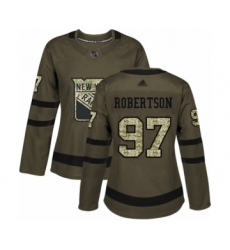 Women's New York Rangers #97 Matthew Robertson Authentic Green Salute to Service Hockey Jersey