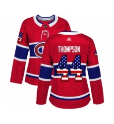 Women's Montreal Canadiens #44 Nate Thompson Authentic Red USA Flag Fashion Hockey Jersey