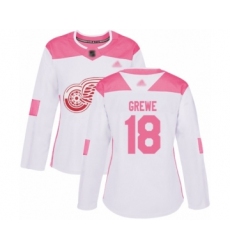 Women's Detroit Red Wings #18 Albin Grewe Authentic White Pink Fashion Hockey Jersey