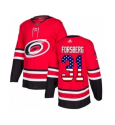 Youth Carolina Hurricanes #31 Anton Forsberg Authentic Red USA Flag Fashion Hockey Jersey