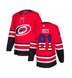Men's Carolina Hurricanes #81 Jamieson Rees Authentic Red USA Flag Fashion Hockey Jersey