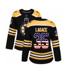 Women's Boston Bruins #35 Maxime Lagace Authentic Black USA Flag Fashion Hockey Jersey