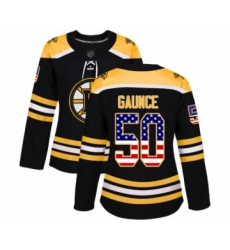 Women's Boston Bruins #50 Brendan Gaunce Authentic Black USA Flag Fashion Hockey Jersey