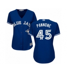 Women's Toronto Blue Jays #45 Thomas Pannone Authentic Blue Alternate Baseball Player Jersey