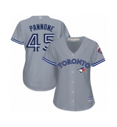 Women's Toronto Blue Jays #45 Thomas Pannone Authentic Grey Road Baseball Player Jersey
