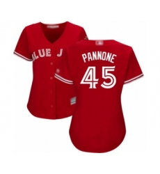Women's Toronto Blue Jays #45 Thomas Pannone Authentic Scarlet Alternate Baseball Player Jersey