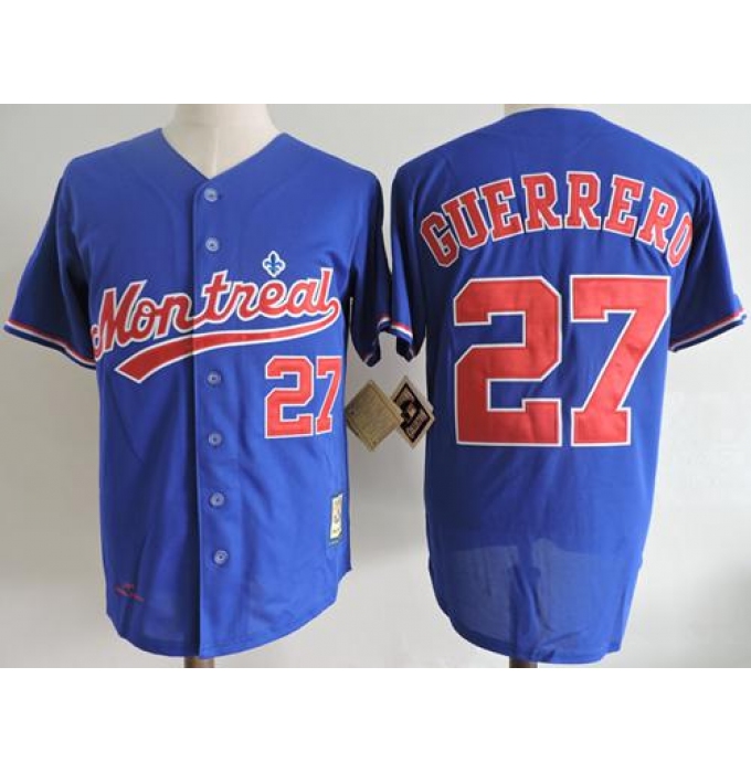 Mitchell And Ness 2004 Montreal Expos #27 Vladimir Guerrero Blue Throwback Stitched MLB Jersey