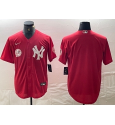 Men's New York Yankees Blank Red Cool Base Stitched Baseball Jersey1