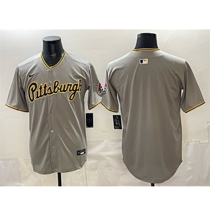 Men's Pittsburgh Pirates Blank Gray Limited Stitched Baseball Jersey