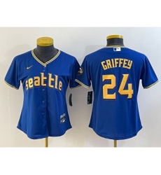 Youth Seattle Mariners Blank Blue 2023 City Connect Cool Base Stitched Jersey