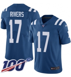 Men's Nike Indianapolis Colts #17 Philip Rivers Royal Blue Team Color Stitched NFL 100th Season Vapor Untouchable Limited Jersey