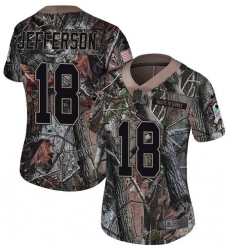 Women's Minnesota Vikings #18 Justin Jefferson Camo Stitched NFL Limited Rush Realtree Jersey