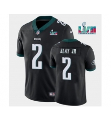 Men's Philadelphia Eagles #2 Darius Slay JR Black Super Bowl LVII Patch Vapor Untouchable Limited Stitched Jersey