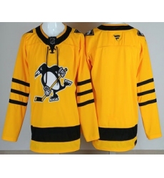 Men's Pittsburgh Penguins Blank Yellow Alternate Authentic Jersey