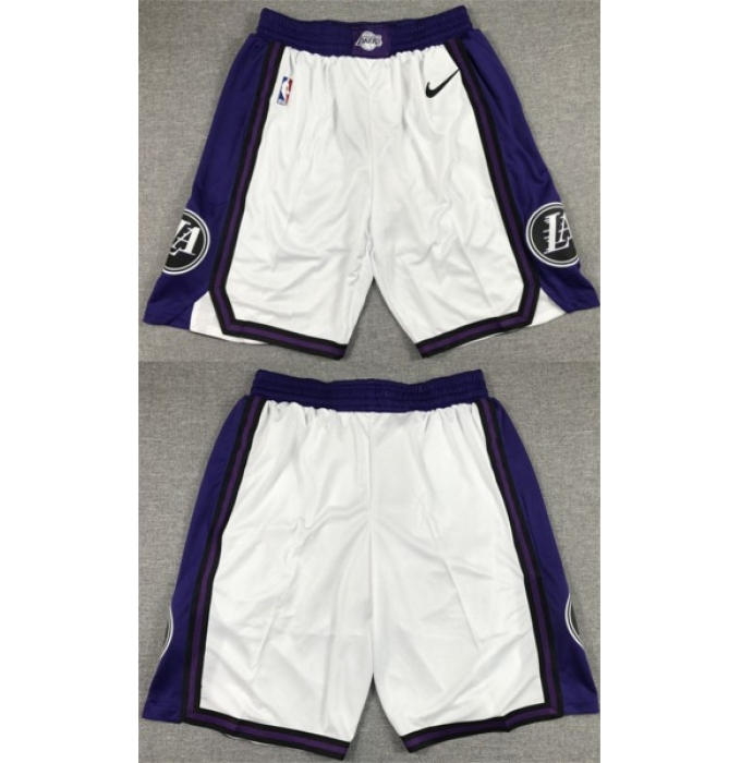 Men's Los Angeles Lakers White Purple Shorts (Run Small)