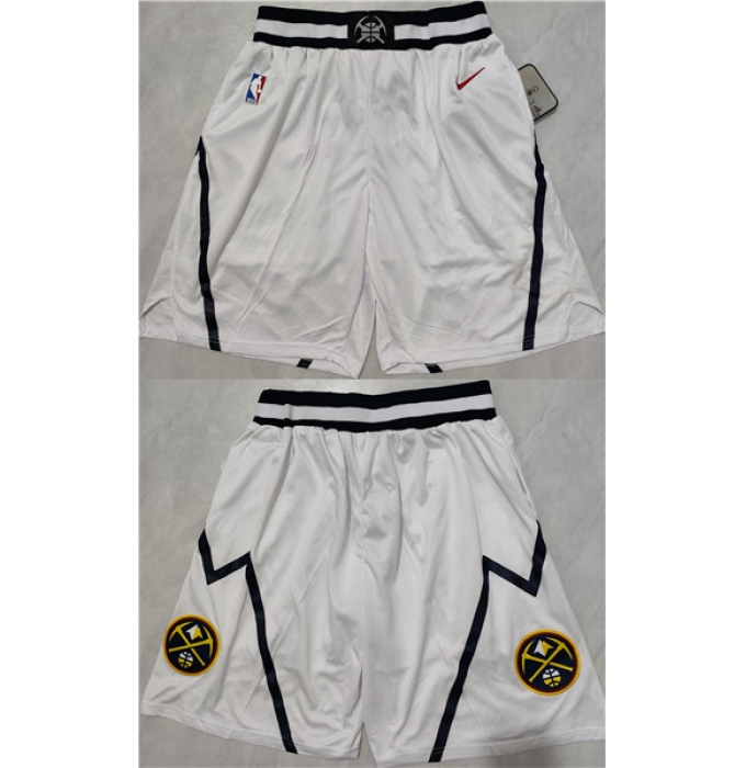 Men's Denver Nuggets White Shorts (Run Smaller)