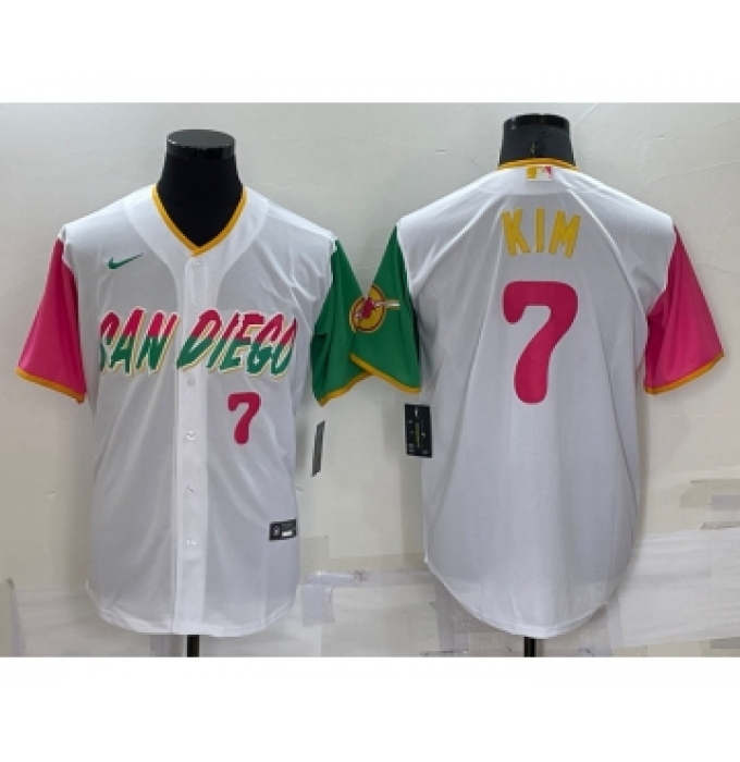 Men's San Diego Padres #7 Ha Seong Kim Number White 2022 City Connect Cool Base Stitched Jersey